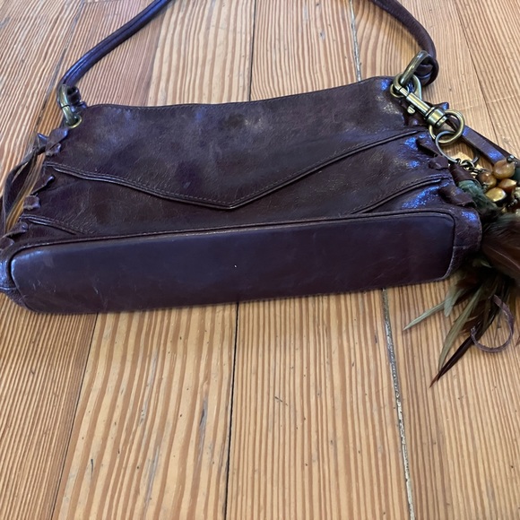 Via Spiga Leather Side Lace up Shoulder Bag with Feather Charm Detail - Picture 4 of 14